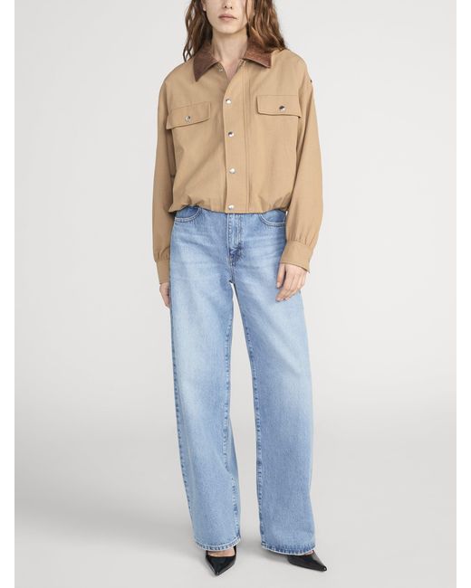 FRAME Natural The Leather Collar Bubble Jacket