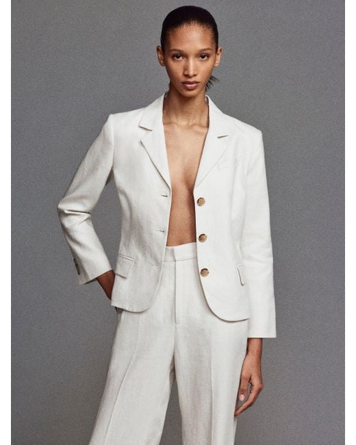 FRAME White The Linen Smart Blazer