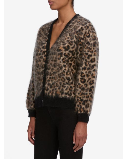 FRAME Brown The Brushed Leopard Cardi