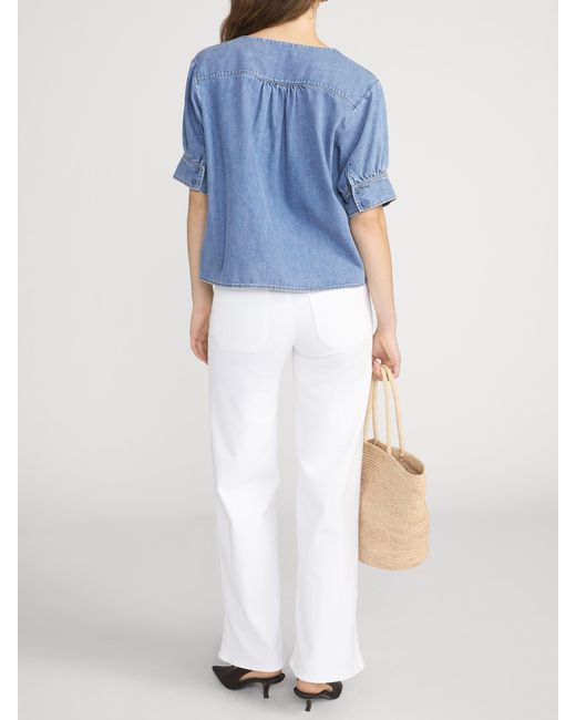 FRAME Blue The Denim V-neck Popover Top