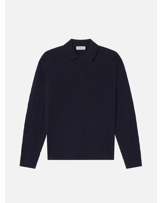 FRAME Blue Cable Polo Sweater for men
