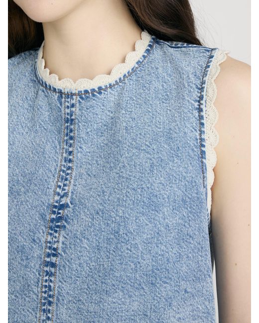 FRAME Blue The Crochet Tide Dress