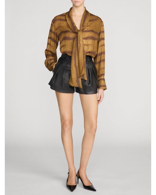 FRAME Brown The Silk Oversized Tie Shirt
