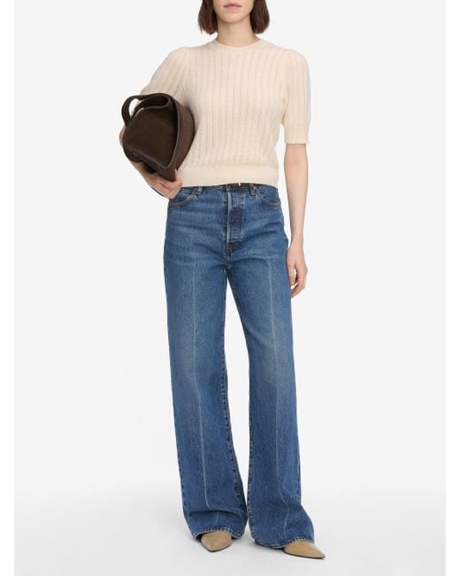FRAME White The Ladder Pointelle Sweater