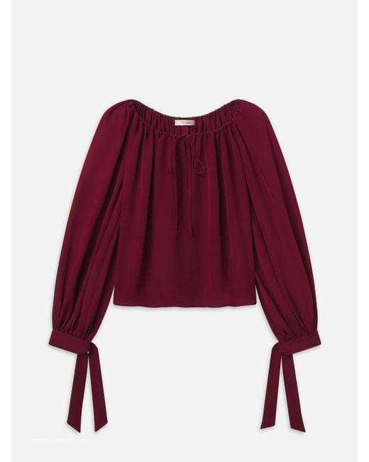 FRAME Red The Silk Serenade Blouse