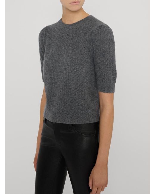 FRAME Gray The Gathered Honeycomb Sweater
