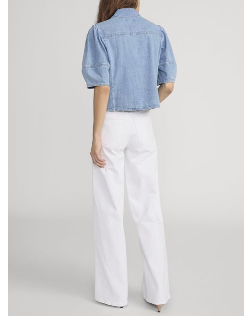 FRAME Blue The Lantern Blouse