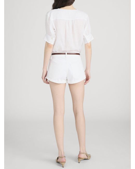 FRAME White The Linen V-neck Popover Top