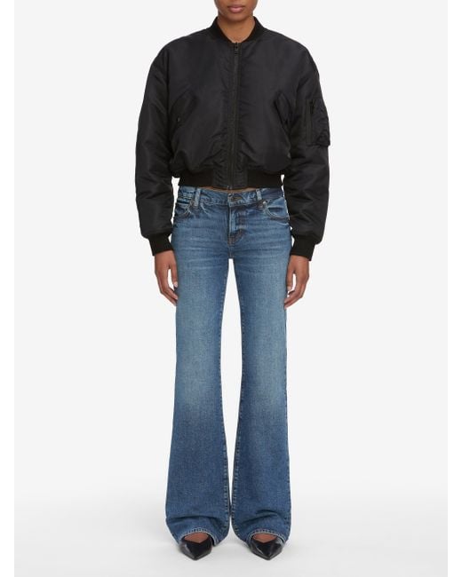 FRAME Black The Nylon Bomber Jacket