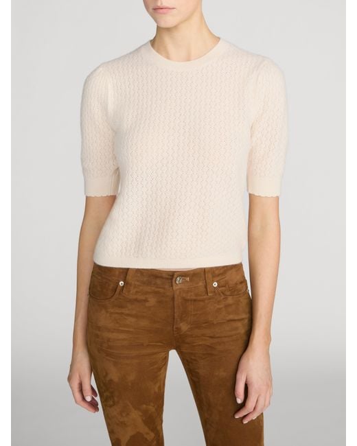 FRAME White The Gathered Honeycomb Sweater