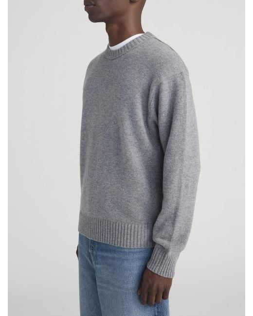 FRAME Gray Cashmere Crewneck Sweater for men