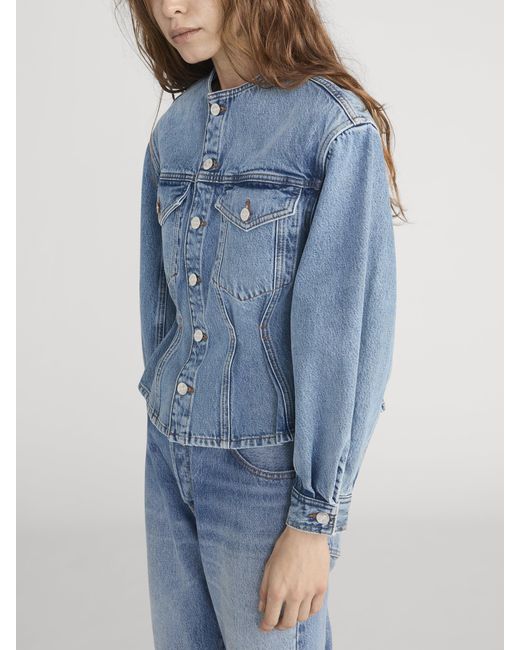 FRAME Blue The Nipped Collarless Jacket