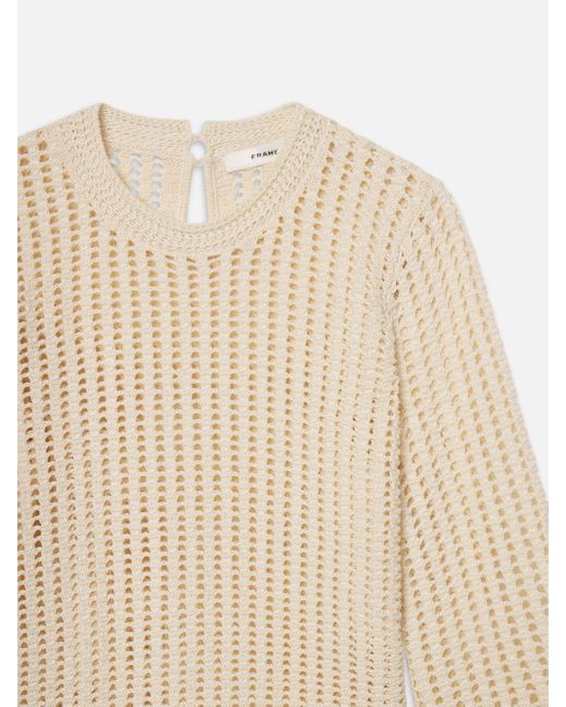 FRAME Natural The Crochet Bell Sweater