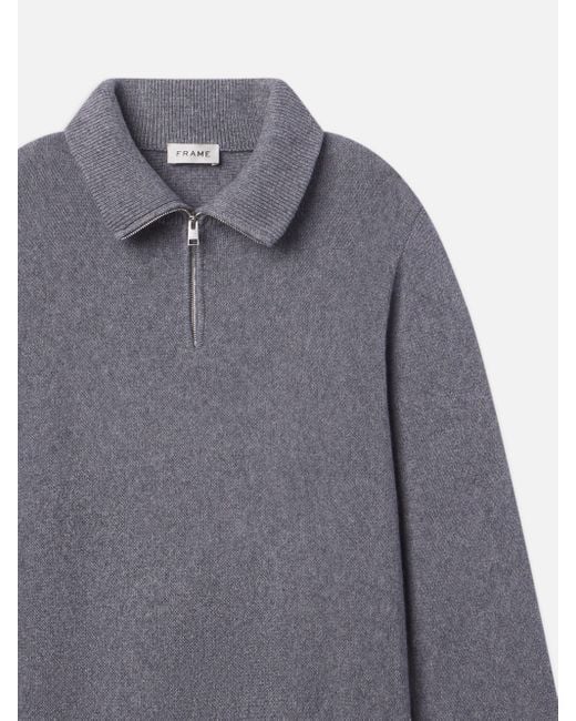 FRAME Gray Zip Up Wool Sweater for men