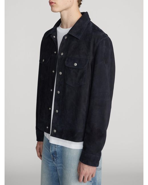 FRAME Blue Suede Trucker Jacket for men