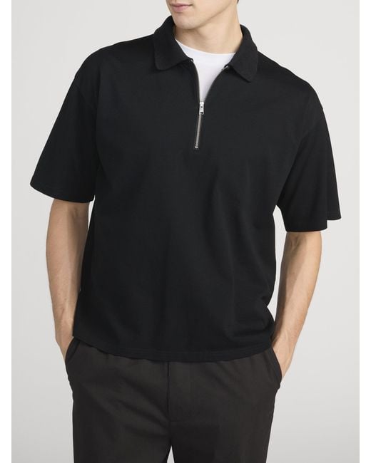 FRAME Black Zip Polo Shirt for men