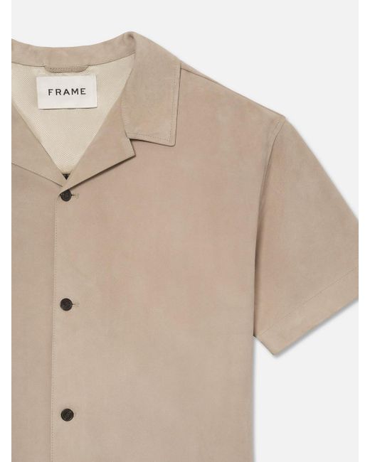 FRAME Natural Short Sleeve Suede Shirt for men