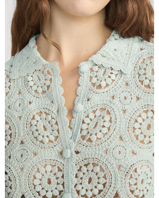 FRAME Green The Crochet Boxy Top