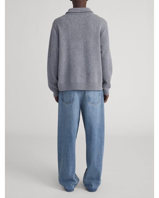 FRAME Gray Zip Up Wool Sweater for men