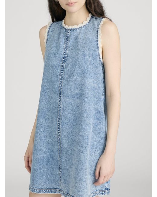 FRAME Blue The Crochet Tide Dress