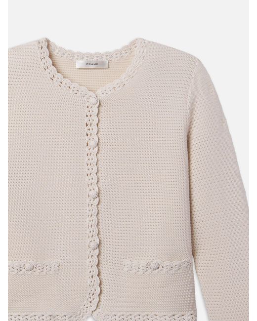 FRAME Natural The Crochet Trim Jacket