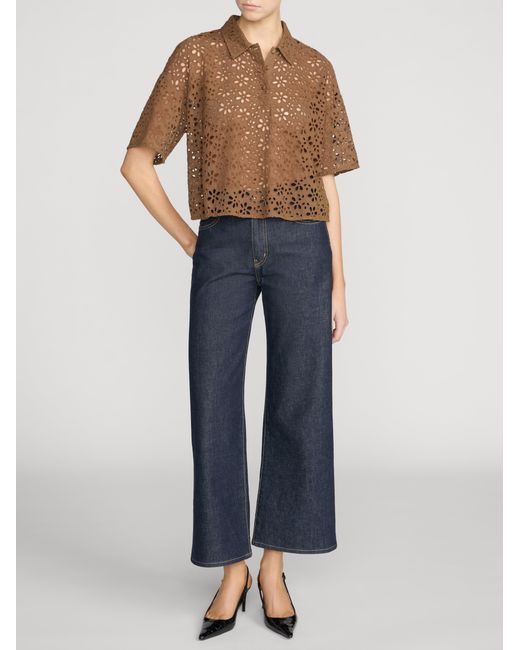 FRAME Brown The Downing Eyelet Polo