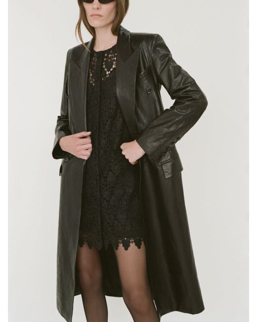 FRAME Black Tailored Leather Coat