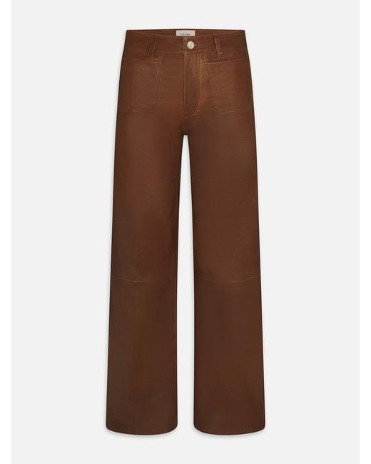 FRAME Brown Le Slim Palazzo Modernist Pocket Leather