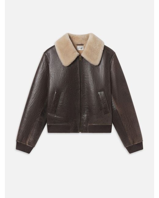 FRAME Black The Shrunken Shearling Bomber