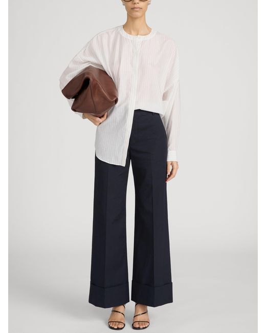 FRAME Blue The Cuffed Slim Palazzo Trouser