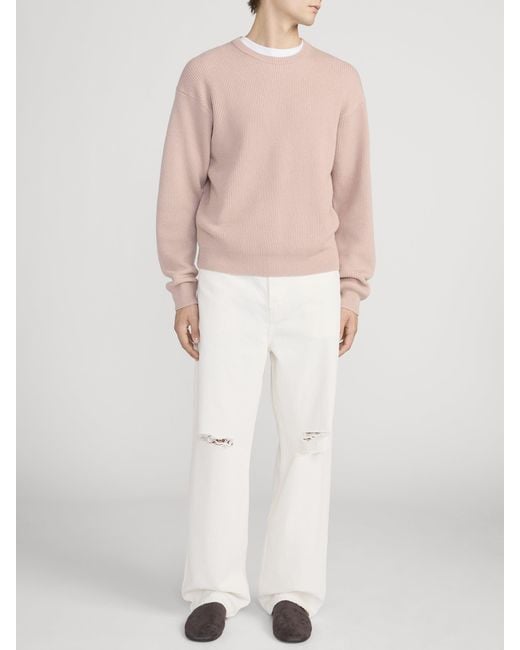 FRAME Natural Ribbed Crewneck Sweater
