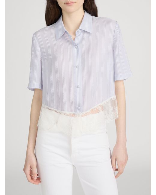 FRAME Purple The Stripe Lace Shirt