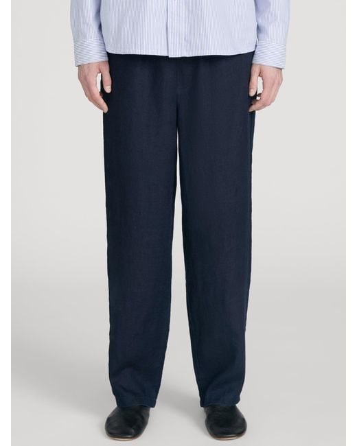 FRAME Blue Drawstring Linen Pants for men
