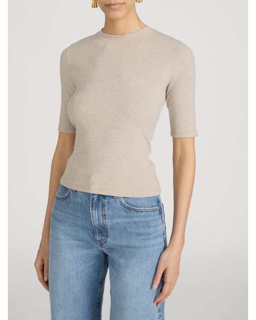 FRAME Natural The Heather Rib Crew Tee