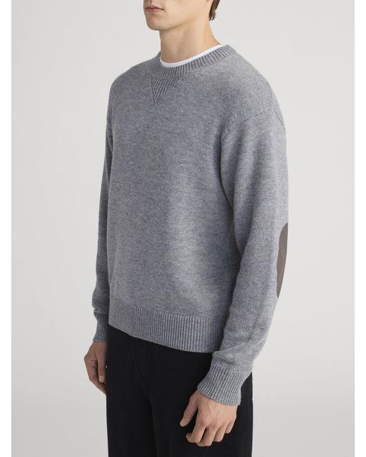 FRAME Gray Suede Patch Sweater for men