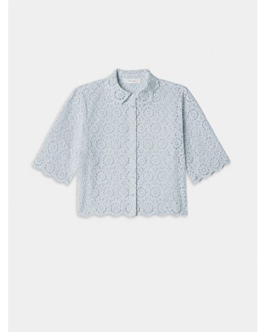 FRAME Blue The Petal Eyelet Shirt