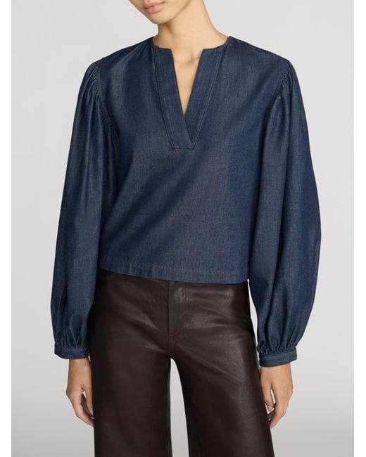 FRAME Blue The Off Duty Long Sleeve Popover