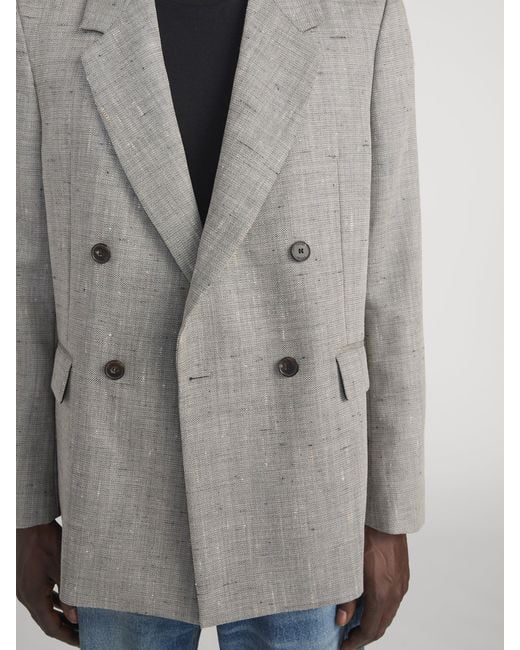 FRAME Gray Retro Double Breasted Blazer