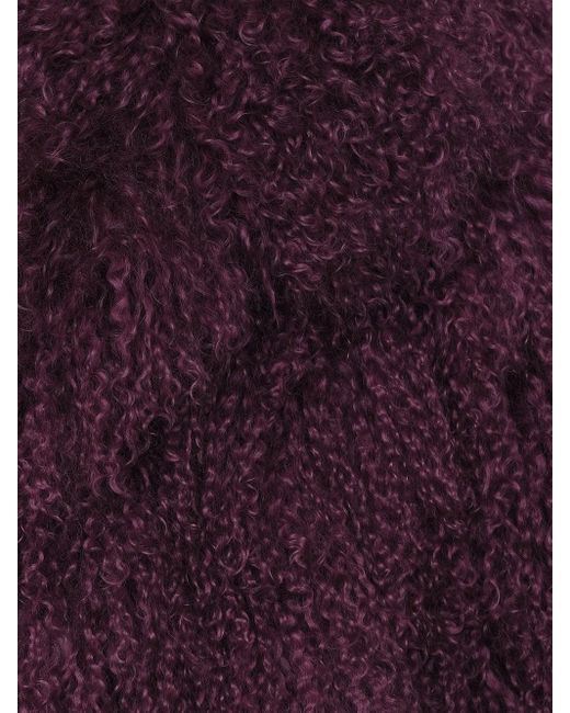FRAME Purple Shaggy Shearling Coat