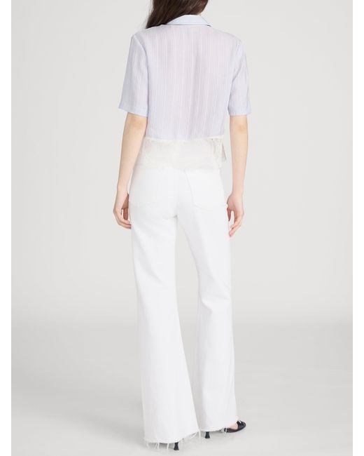 FRAME Purple The Stripe Lace Shirt