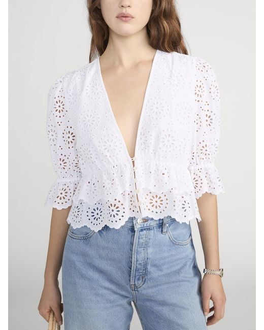FRAME White The Solstice Eyelet Blouse