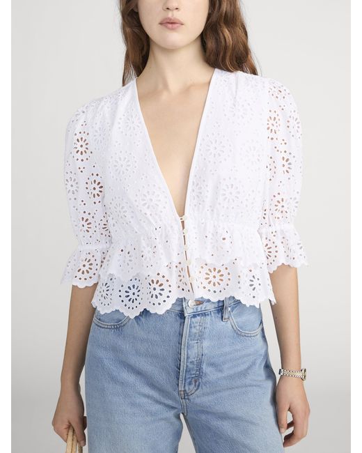 FRAME White The Solstice Eyelet Blouse