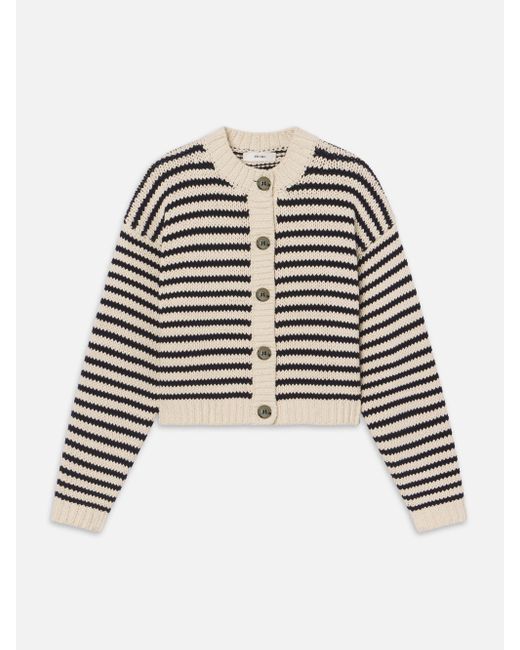 FRAME Black The Striped Chunky Femme Cardi