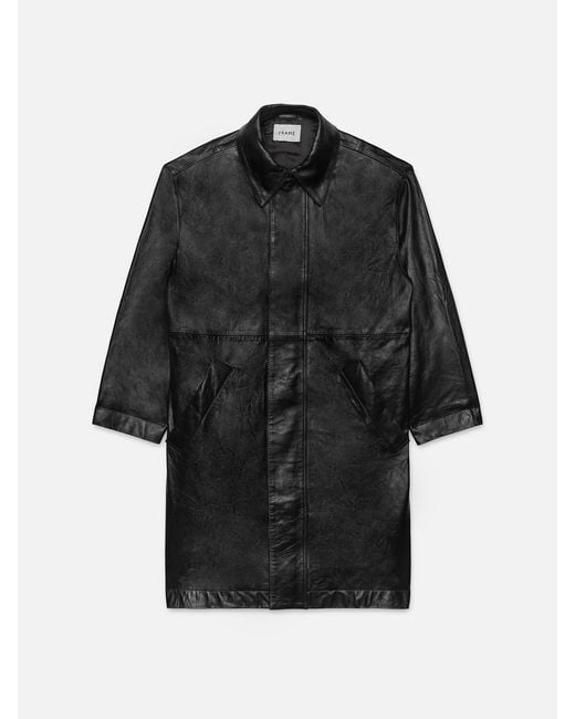 FRAME Black Leather Parka for men