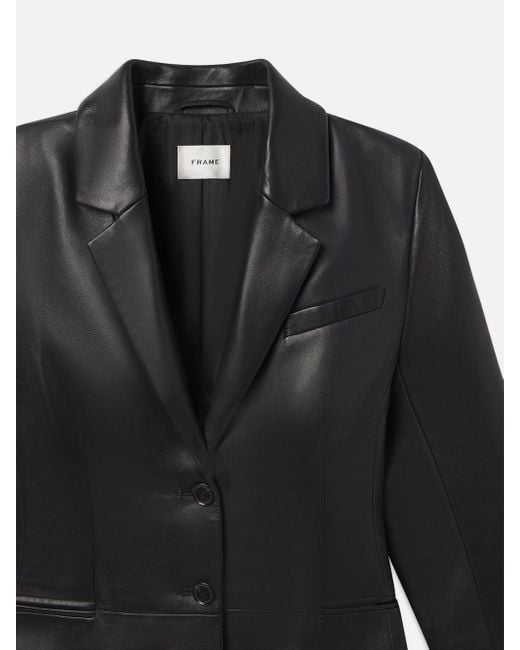 FRAME Black The Femme Leather Blazer