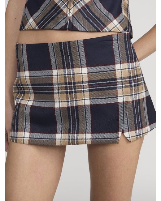 FRAME Blue The Checkmate Skirt
