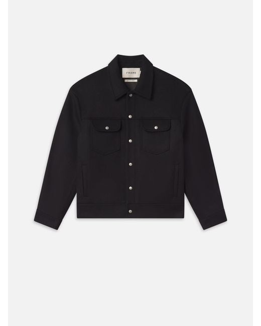 FRAME Black Wool Trucker Jacket for men