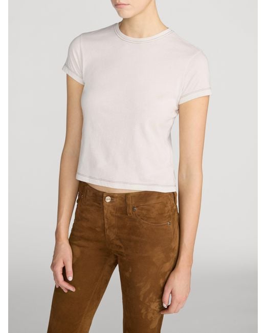 FRAME White The Contrast Stitch Baby Tee