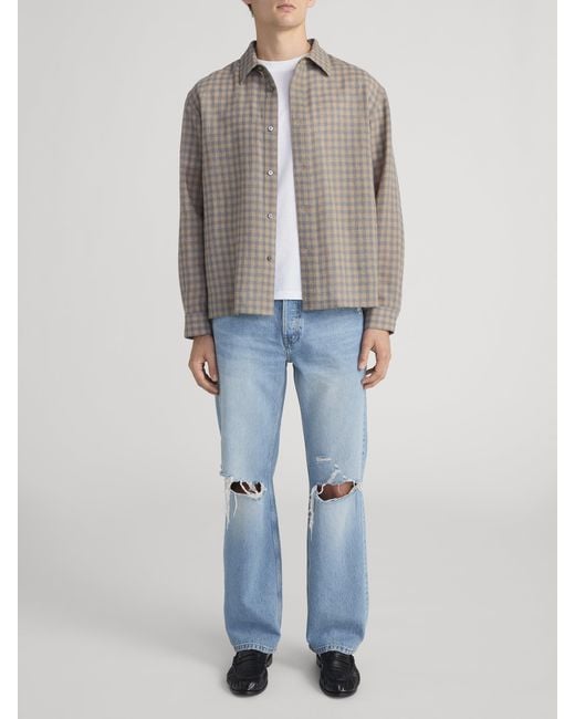 FRAME Natural Light Wool Plaid Shirt for men