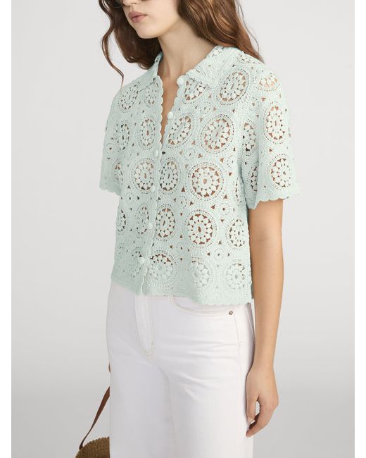 FRAME Green The Crochet Boxy Top